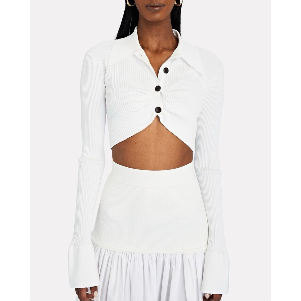 A.L.C. Ashlyn Rib Knit Crop Top Gathered Bust Size Medium